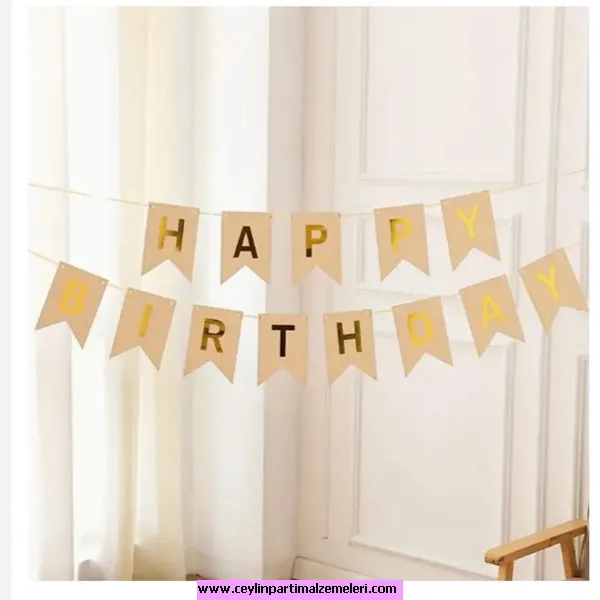 Deniz Kumu-Gold Happy Bırthday